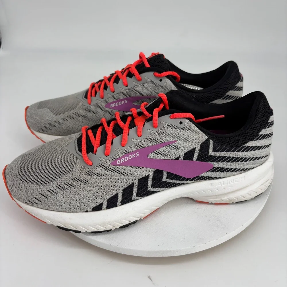 Brooks Launch 6 Running Shoes Womens 10 Wide Gray Pink Chevron Gym